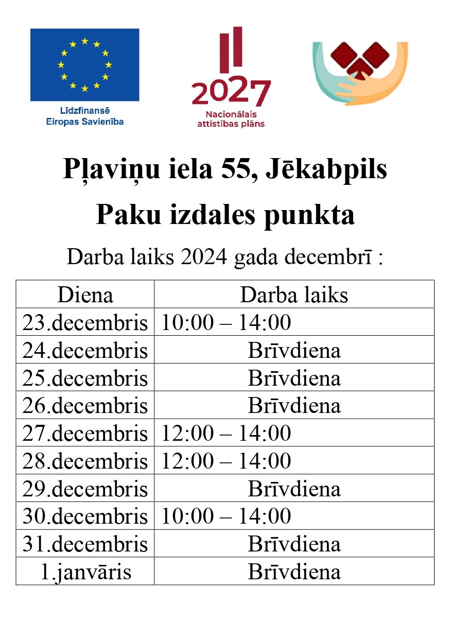 Atbalsta programmas svētku darba laiks — attēls 1